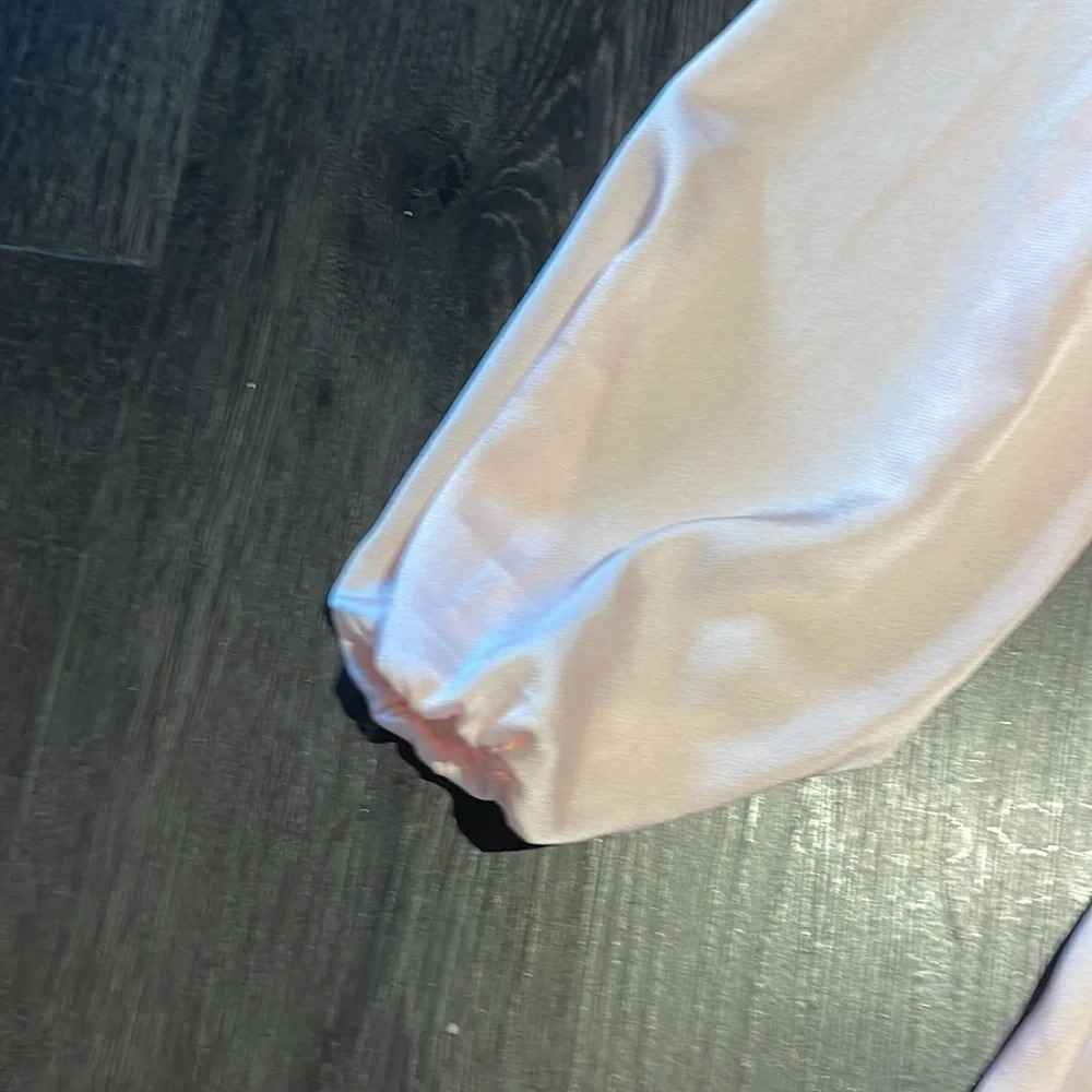Halogen Light Pink Satin Faux Wrap Long Sleeve Shirt Dress - Picture 7 of 14
